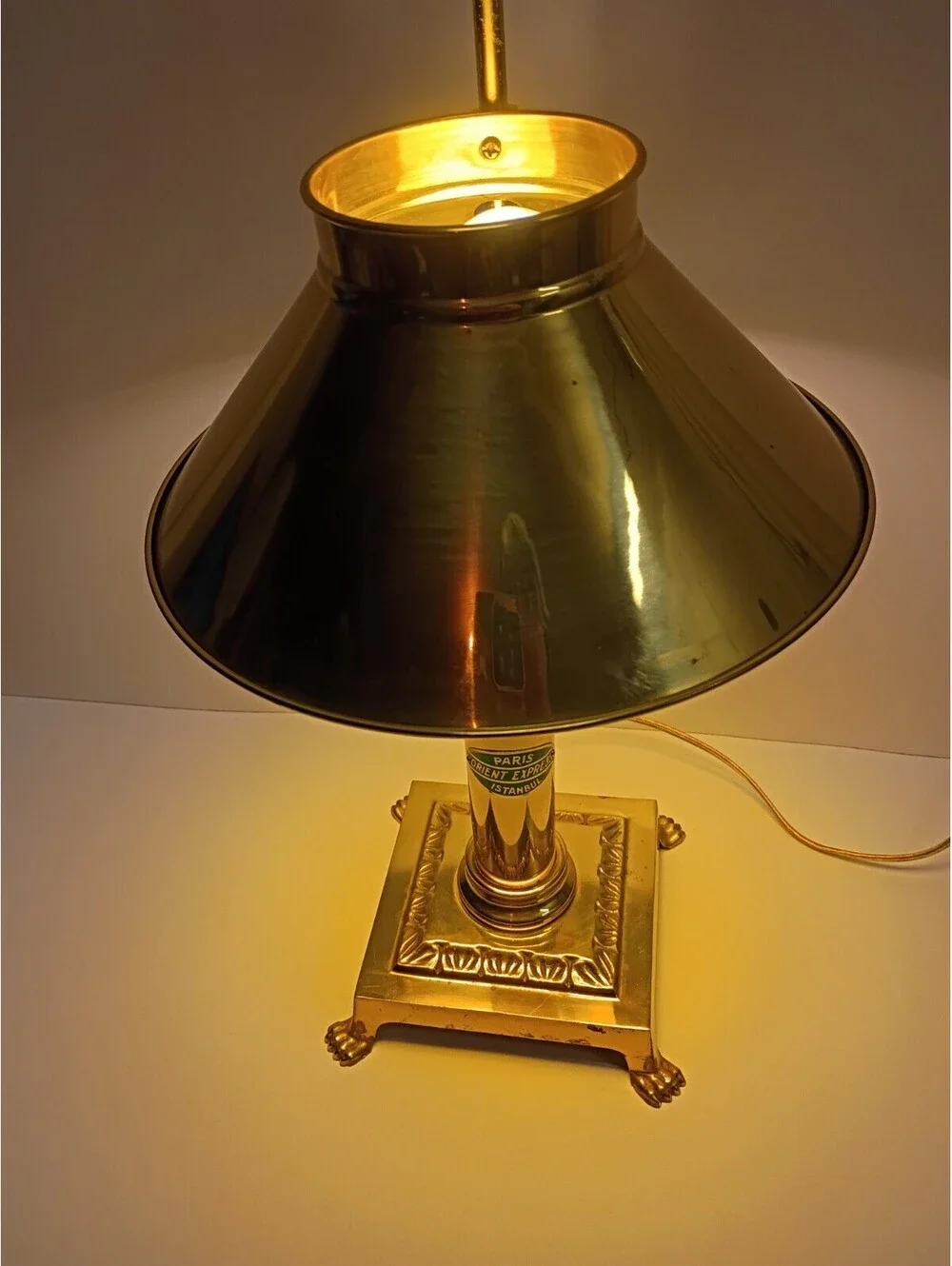 Vintage Paris Orient Express Istanbul Brass Adjustable Table Lamp 51cm-Works!-